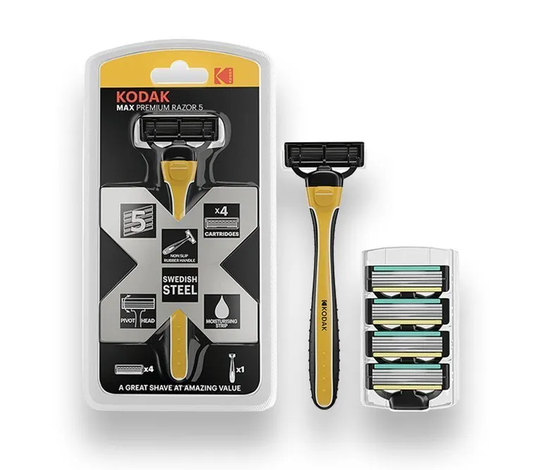 Kodak Max Maquina de Afeitar 5 Hojillas + 4 Unidades de Repuestos
