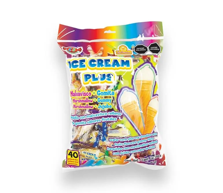 Las Delicias Ice Cream Plus Barquilla de Malvavisco Relleno Bolsa 40 piezas 200 gr