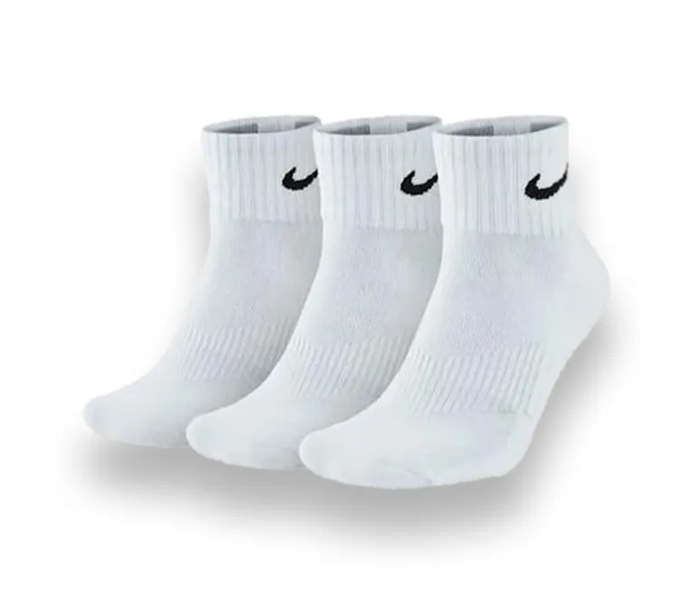 Nike Medias Tobilleras de Niño Algodón Grueso Talla US 5-7 Unisex Color Blanco 6 Pares