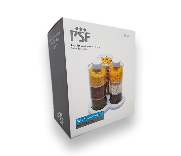 Psf Condimenteros Plasticos con Base Set 9 Piezas
