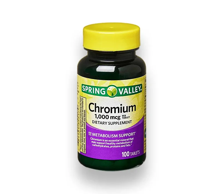 Spring Valley Chromium Suplemento para Control Metabolico 1000 mcg 100 Tabletas