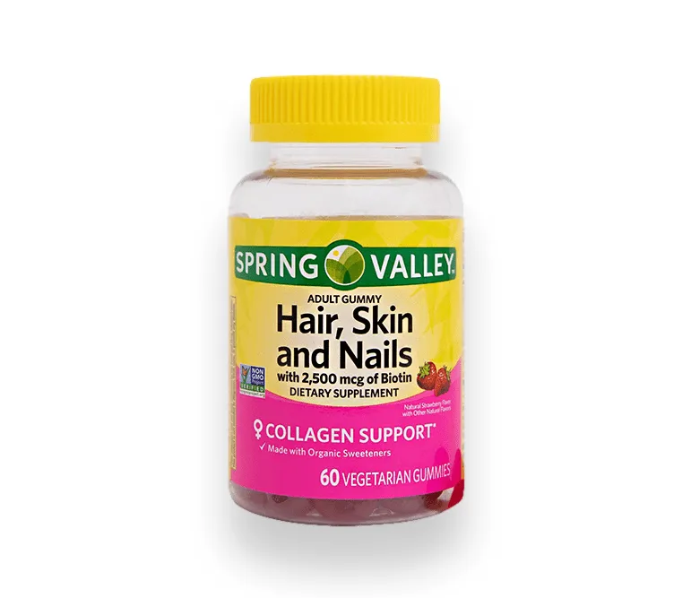 Spring Valley Vitaminas para el Cabello, Piel y Uñas 2500 mcg 60 Gomitas