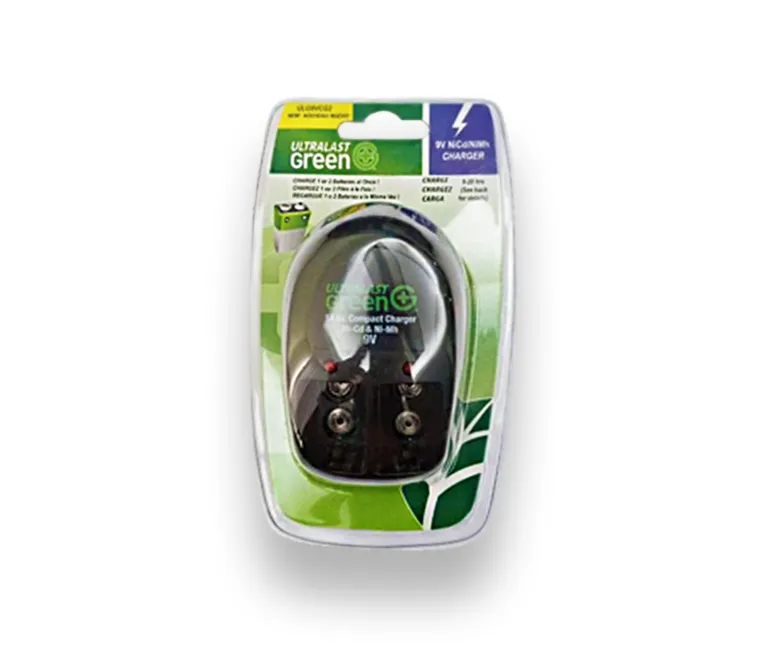 Ultralast Green Cargador de Bateria Recargable 9V 2 Unidades