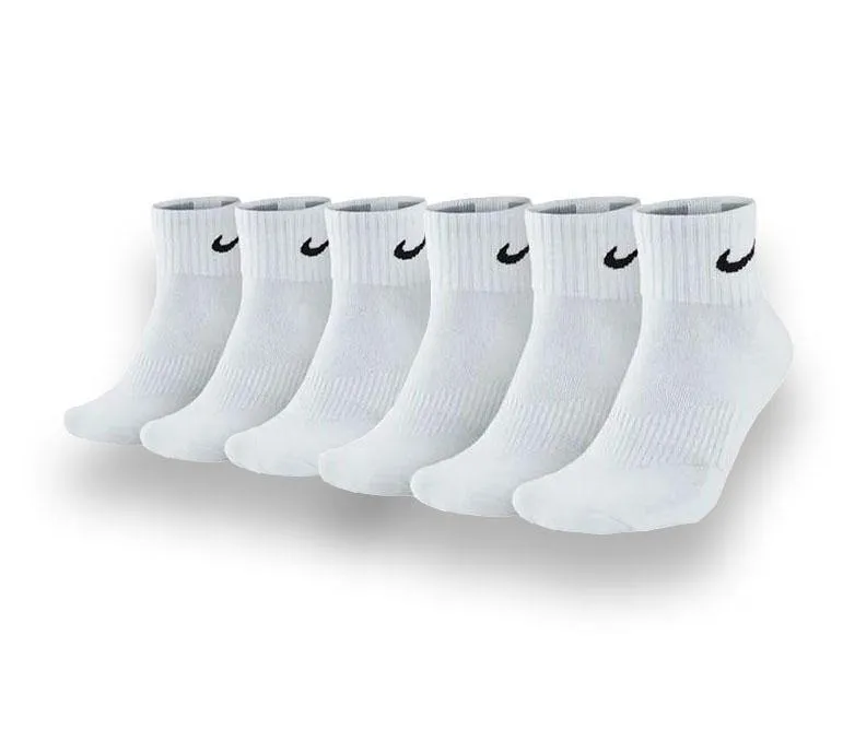 Nike Medias Tobilleras de Algodón Fino Delgado Talla Niños 5 a 7 Años Color Blanco 6 Pares